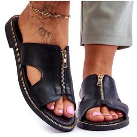 Lemar Chaussons Femme Avec Fermeture Éclair Décorative Noir Clarence le noir 4