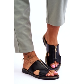 Lemar Chaussons Femme Avec Fermeture Éclair Décorative Noir Clarence le noir 2