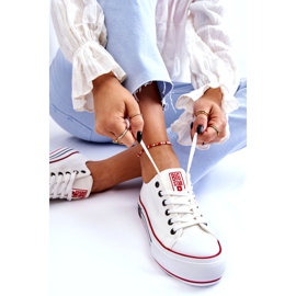Baskets à plateforme en tissu pour femmes Big Star LL274180 Blanc blanche 3