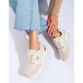 Baskets compensées femme beige Shelovet 1