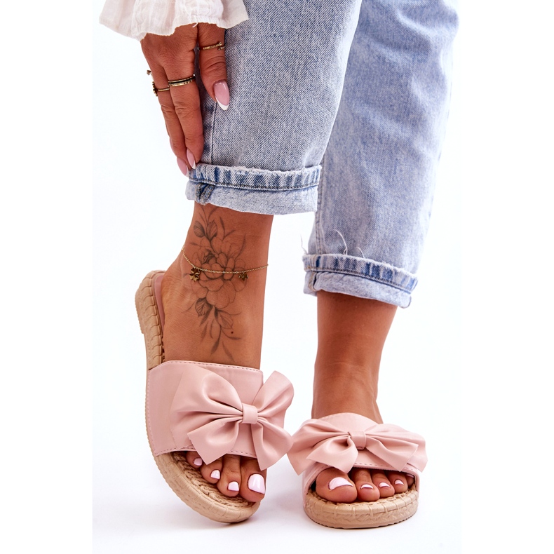 Fashion Chaussons pour femmes à la mode avec un nœud Estera rose 3