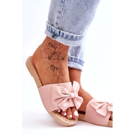 Fashion Chaussons pour femmes à la mode avec un nœud Estera rose 2