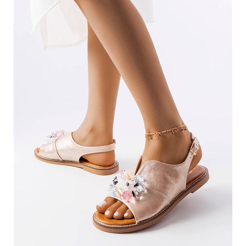 Vinceza Sandales dorées ornées de cristaux Viinceza d'or 1