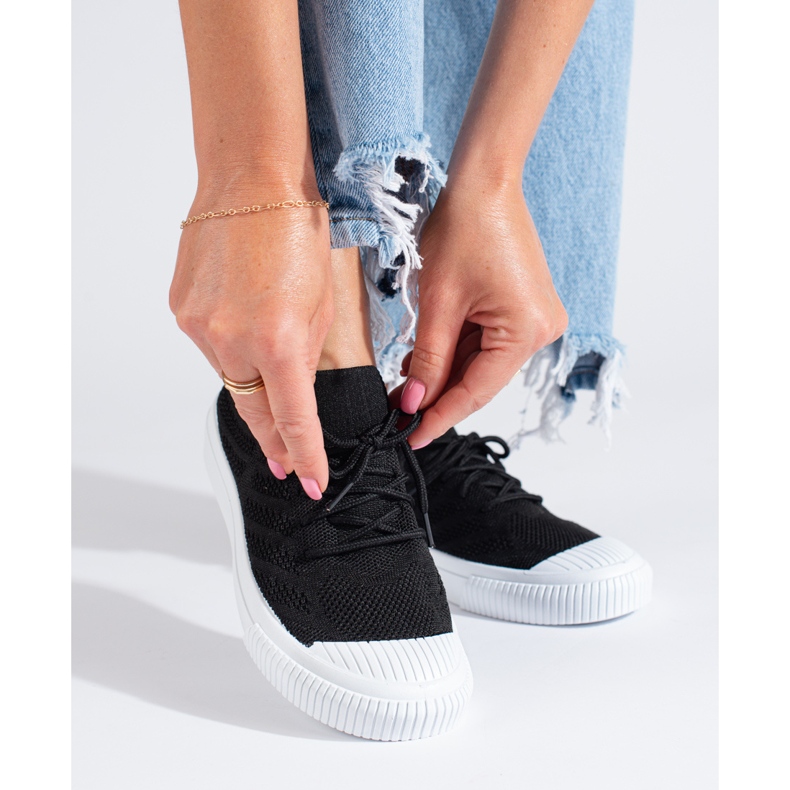 Baskets Shelovet noires en textile pour femmes le noir 1 Baskets Shelovet noires en textile pour femmes le noir 1