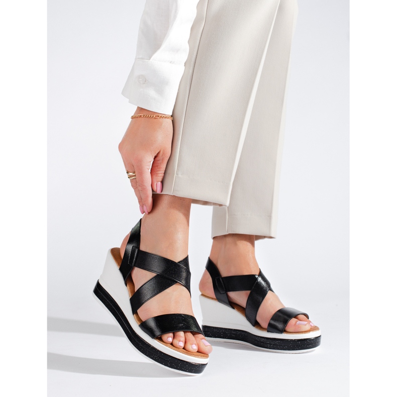 Sandales compensées noires Shelovet le noir 1