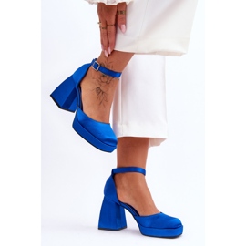 Escarpins à la mode sur des talons massifs Blue Sandia bleu 2