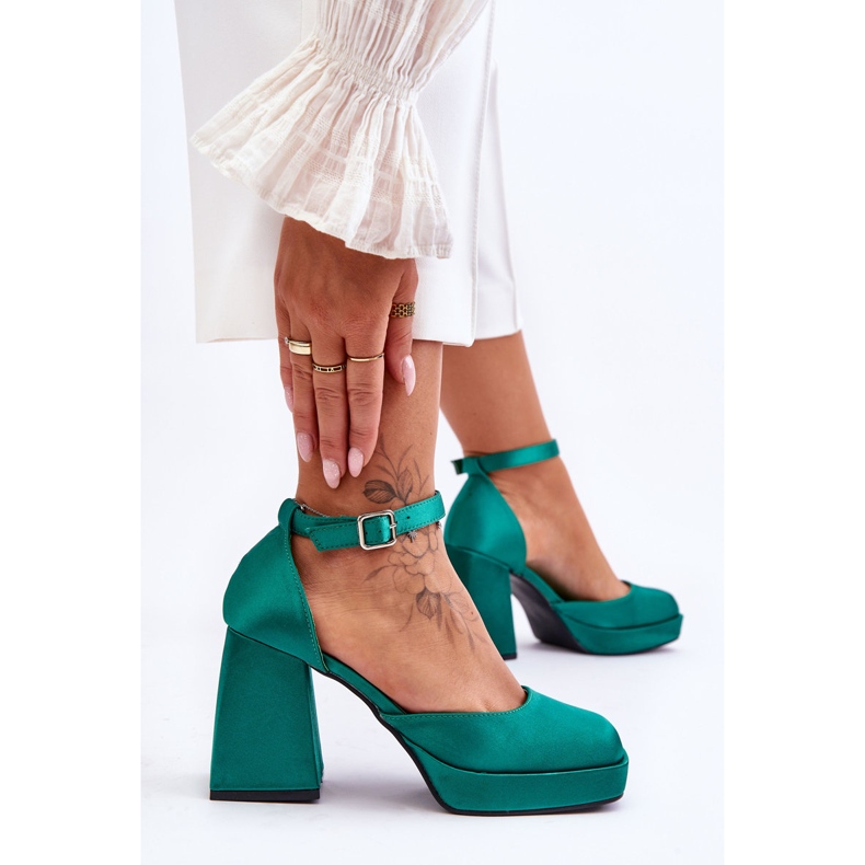 Escarpins à la mode sur des talons massifs Green Sandia vert 2