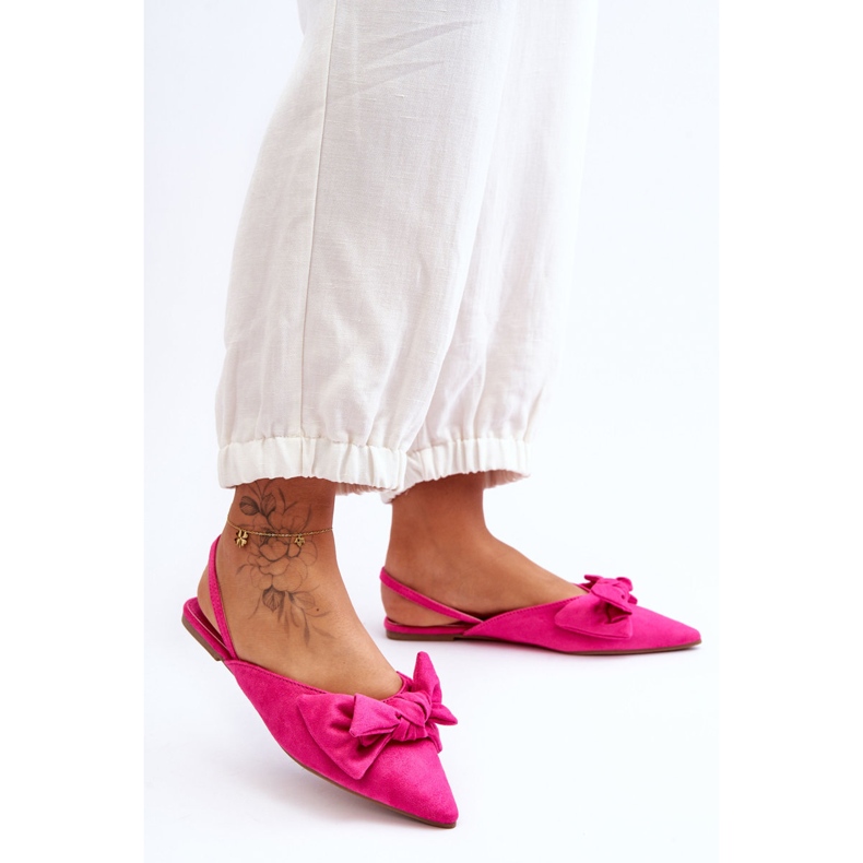 Ballerines à enfiler pour femme avec nœud Fuchsia Nadine rose 1