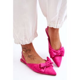 Ballerines à enfiler pour femme avec nœud Fuchsia Nadine rose 2
