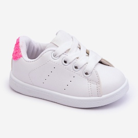 FR1 Chaussures de Sport Enfant Blanc-Rose Fluo Brillant blanche 1