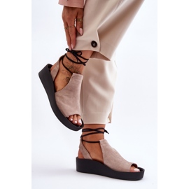 Sandales Compensées en Daim Nicole 2743/042 Beige 3