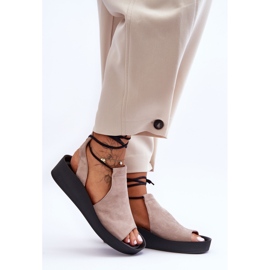 Sandales Compensées en Daim Nicole 2743/042 Beige 4