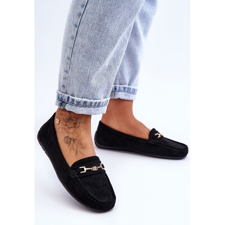 Mocassins en daim classiques pour femmes Noir Corinell 1