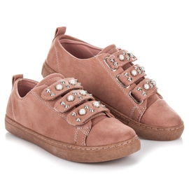 Sergio Todzi Baskets en daim avec strass rose 5