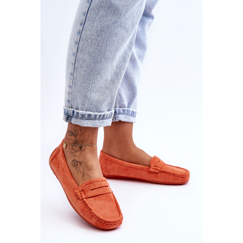 Mocassins en daim pour femme Orange Lenvie 1