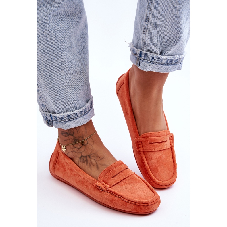 Mocassins en daim pour femme Orange Lenvie 2