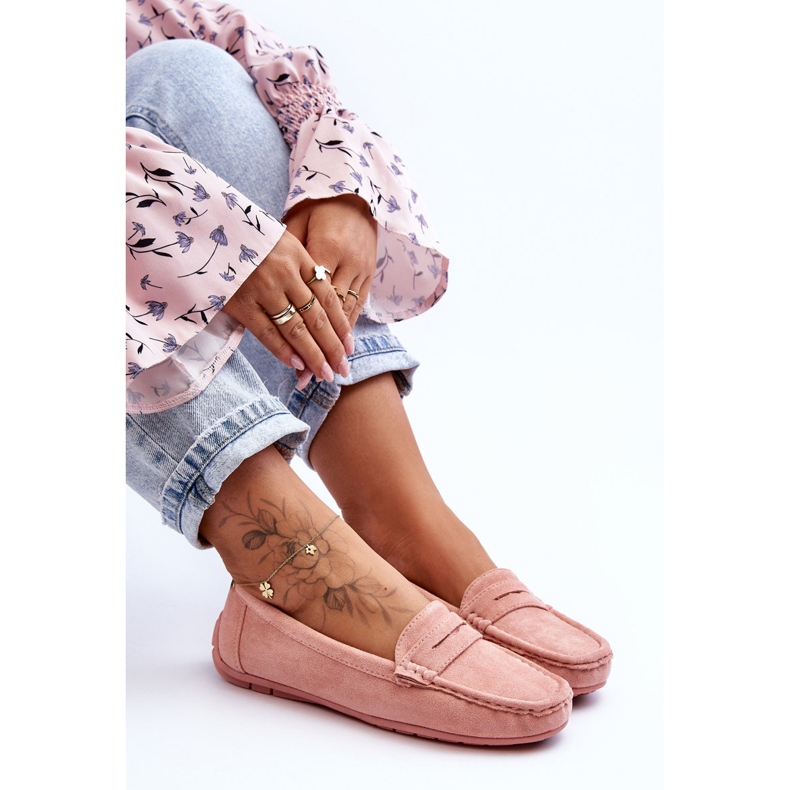 Mocassins en daim pour femme Rose clair Lenvie 2
