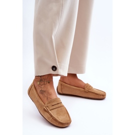 Mocassins camel en daim pour femme brun 3