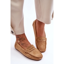 Mocassins camel en daim pour femme brun 4