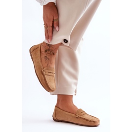 Mocassins camel en daim pour femme brun 6