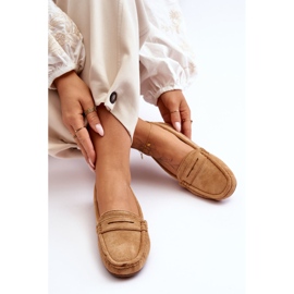 Mocassins camel en daim pour femme brun 8