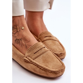 Mocassins camel en daim pour femme brun 7