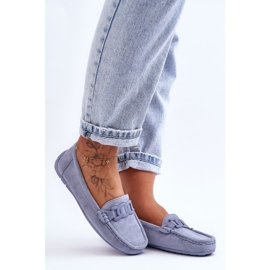 Mocassins en daim bleu Rabell à la mode pour femmes 1