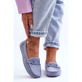 Mocassins en daim bleu Rabell à la mode pour femmes 2