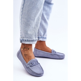 Mocassins en daim bleu Rabell à la mode pour femmes 4