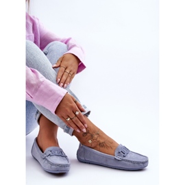 Mocassins en daim bleu Rabell à la mode pour femmes 8