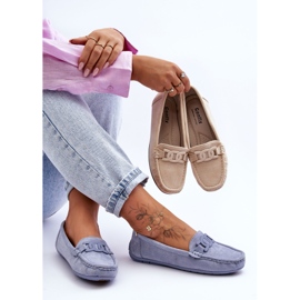 Mocassins en daim bleu Rabell à la mode pour femmes 9
