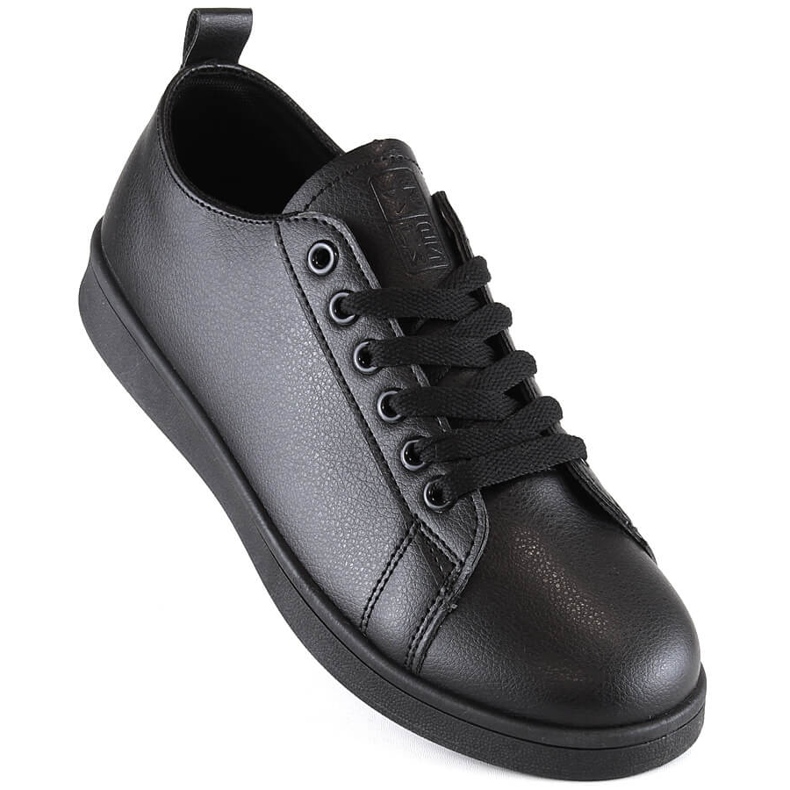 Chaussures de sport baskets en cuir écologique noir News 23SP02-5786 1