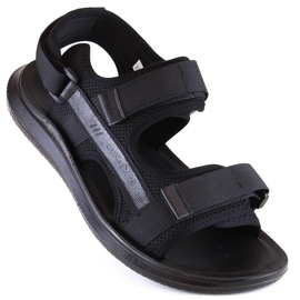 Sandales de sport pour hommes noires avec velcro News 23MN02-5801 le noir 1
