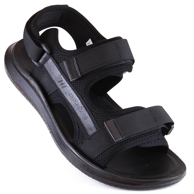 Sandales de sport pour hommes noires avec velcro News 23MN02-5801 1