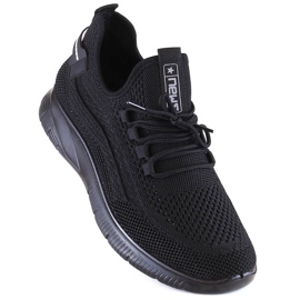 Chaussures de sport à enfiler noires pour hommes News 23MN02-5803 1