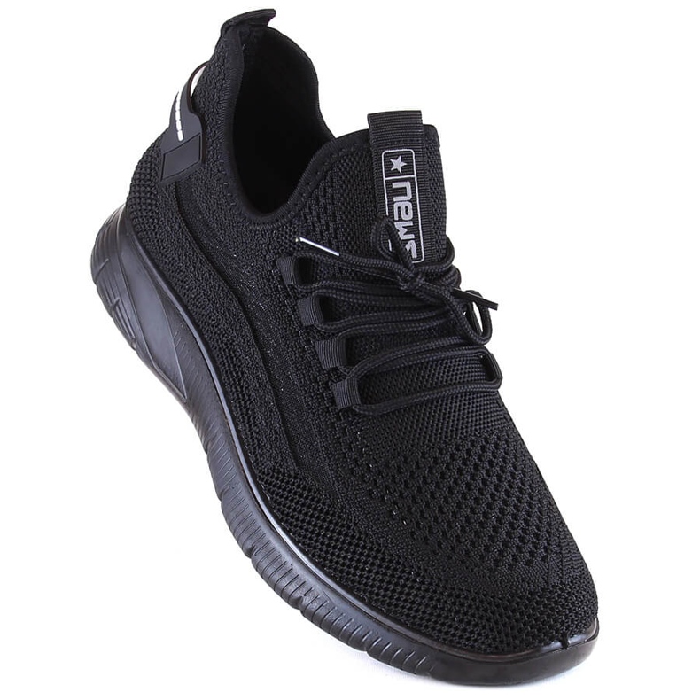 Chaussures de sport à enfiler noires pour hommes News 23MN02-5803 1