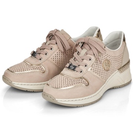 Chaussures de sport compensées ajourées beige femme Rieker N4346-60 1