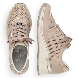 Chaussures de sport compensées ajourées beige femme Rieker N4346-60 2