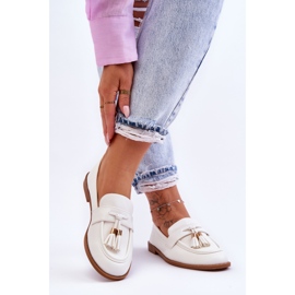 Mocassins Classiques En Cuir À Franges Camisoles Blanches 2