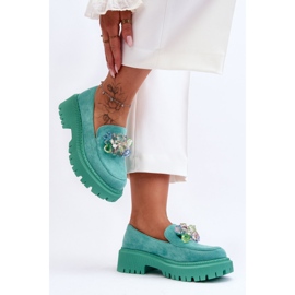 PS1 Mocassins Cristaux Décoratifs Femme Vert Avril 2