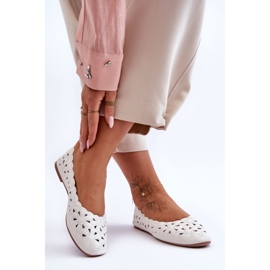 PE1 Ajouré Glossy Ballerine Femme Blanc Visionnaire 1