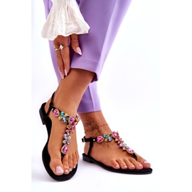 Tongs En Daim Avec Pierres Noir Frency 1