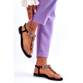 Tongs En Daim Avec Pierres Noir Frency 3