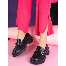 Mocassins pour femmes Shelovet noirs en cuir écologique 1
