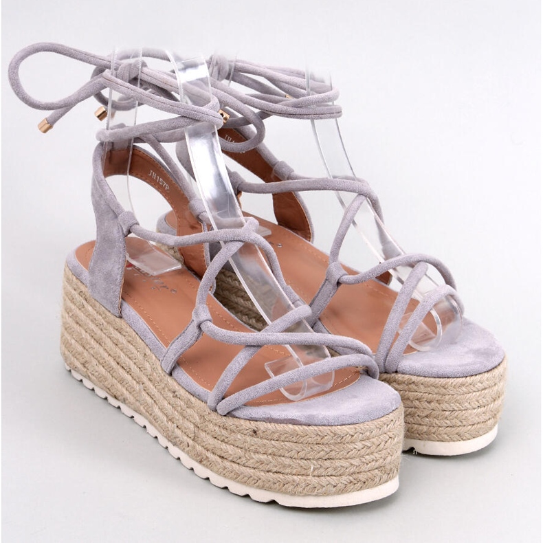 Renau Sandales espadrilles plateforme grises 1