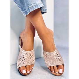 Sandales compensées Greco Abricot beige 5