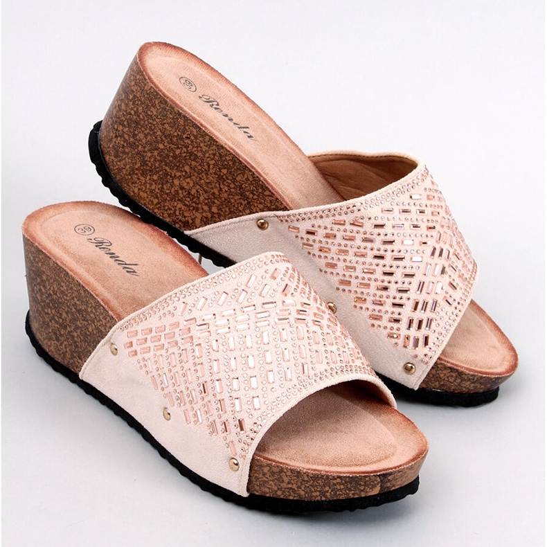 Sandales compensées Greco Abricot beige 1