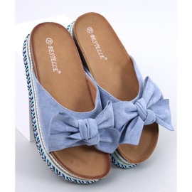 Delair Sandales bleues à nœud et semelle haute 1