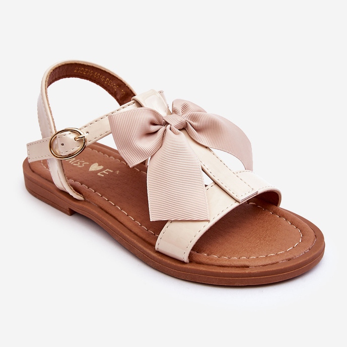 Sandales enfant laquées à nœud, beige Netina 1