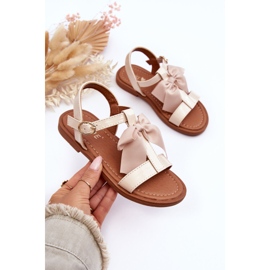 Sandales enfant laquées à nœud, beige Netina 4